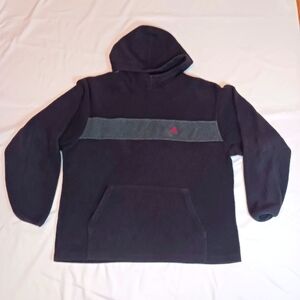 Adidas Black with Grey Stripe Fleece Pullover Hoodie.